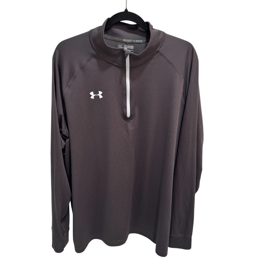 Under Amour 2XL Loose Half Zip Heat Gear Charcoal Gray Long Sleeve